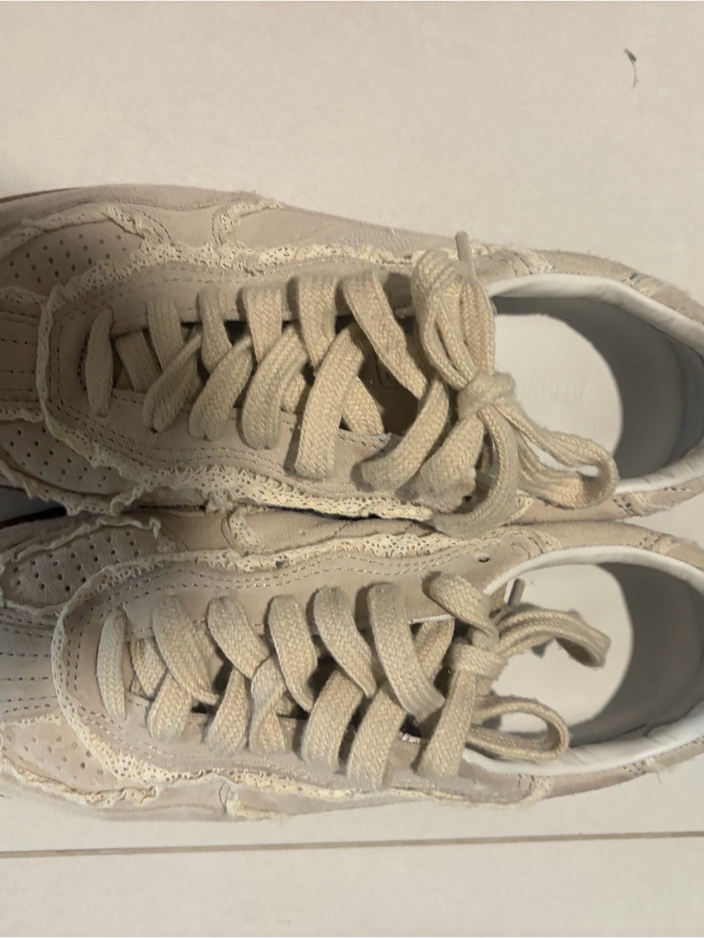 ALOHAS Neutral Beige Suede Lace-Up Sneakers